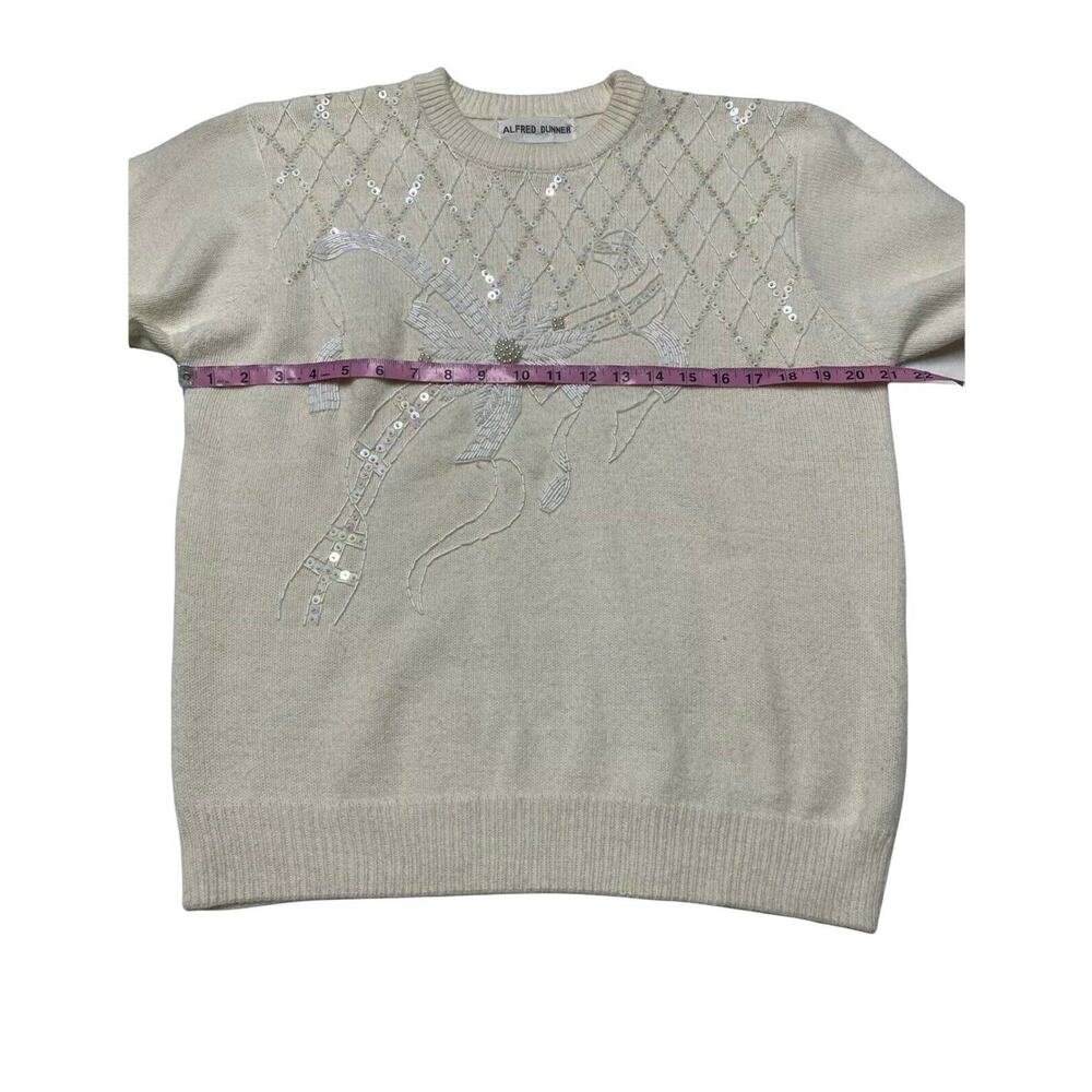 Alfred Dunner Plus Knightsbridge Embellished sweater Ivory Sz Large crew neck - Picture 9 of 11